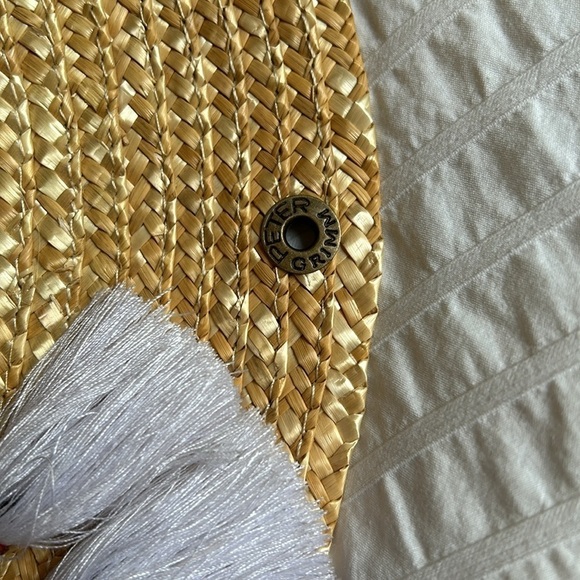 PETER GRIMM Straw Sun Hat Steeplechase Kentucky Derby Wide Brim Grosgrain Ribbon - Picture 7 of 9